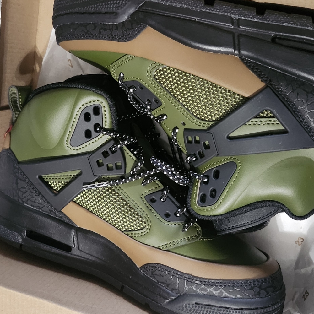 Jordan Green and Black High-Top Sneakers with Rugged Design